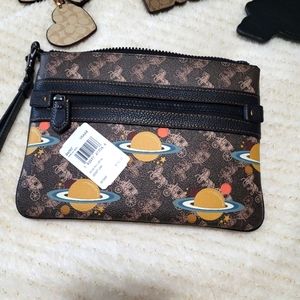 Coach Large Front Zip Wristlet with Planets